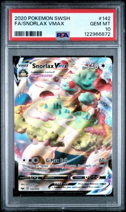 2020 POKEMON SWORD & SHIELD #142 FULL ART/SNORLAX VMAX PSA 10 - Image 1