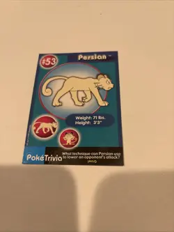 Persian #53 POKETRIVIA POKEMON THE FIRST MOVIE CARD BURGER KING-Fast Ship-LP/NM - Image 1