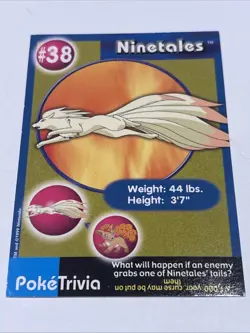 1999 Burger King Pokemon Card Ninetales #38 Vintage Perforated LP - Image 1
