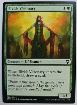 MTG Magic The Gathering Card Elvish Visionary Creature Elf Shaman Green CMR - Image 1