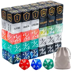63 PCS MTG Dice Set with Shield Life Counter (1-12), Keyword Ability Count - Image 1