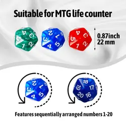 63 PCS MTG Dice Set with Shield Life Counter (1-12), Keyword Ability Count - Image 2