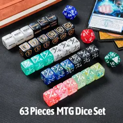 63 PCS MTG Dice Set with Shield Life Counter (1-12), Keyword Ability Count - Image 3