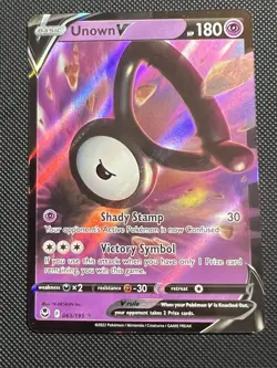 Unown V 065/195 Ultra Rare Silver Tempest Pokemon TCG Near Mint - Image 1