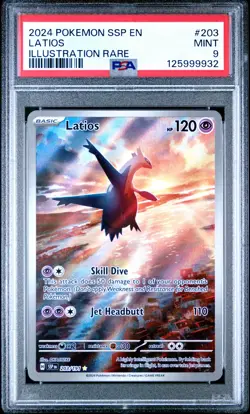 2024 POKEMON SSP EN-SURGING SPARKS ILLUSTRATION RARE #203 LATIOS PSA 9 - Image 1