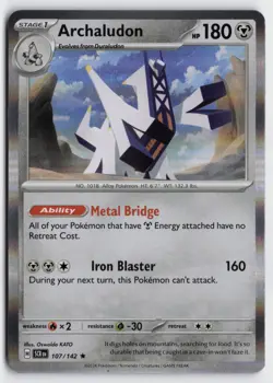 Pokemon Archaludon 107/142 Holo Rare SV07: Stellar Crown NM - Image 1
