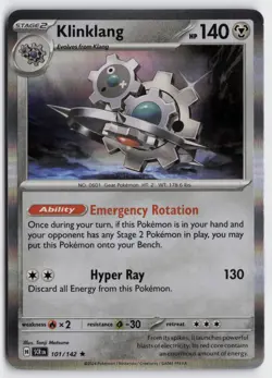 Pokemon Klinklang 101/142 Holo Rare SV07: Stellar Crown NM - Image 1