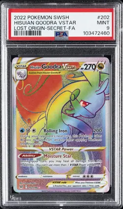 2022 POKEMON SWORD & SHIELD LOST ORIGIN #202 FULL ART/HISUIAN GOODRA VSTAR PSA 9 - Image 1