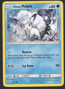 Alolan Vulpix 21/145 Common - Pokemon Sun & Moon Guardians Rising Card - Image 1