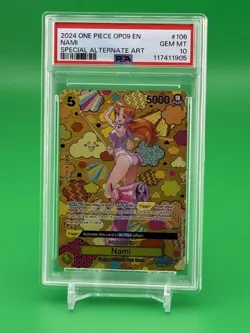 One Piece OP09 Nami SP Alt Art Holo Card PSA 10 Gem Mint - Image 1