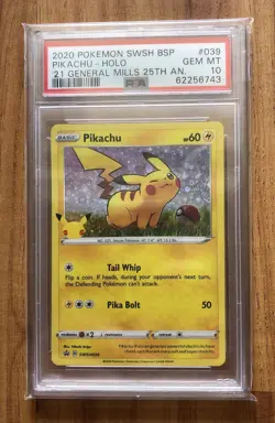 2020 Pokemon SWSH BSP Pikachu Holo General Mills Promo Card PSA 10 - Image 1