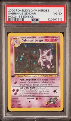 PSA 4 Sabrina’s Gengar 1st Edition Holo #14 Gym Heroes 2000 Pokemon WoTC VG EX - Image 1