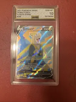 2021 AGS 10 Mint Pokemon SWSH FA BOLTUND V Fusion Strike-Secret 249/264 - Image 1