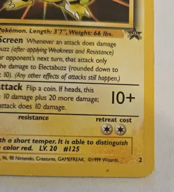 Electabuzz 2 Black Star WB Promo Pokemon TCG Vintage DMG - Image 2