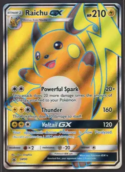 Pokemon Raichu GX SM90 Sun & Moon Full Art Black Star Promo LP - Image 1