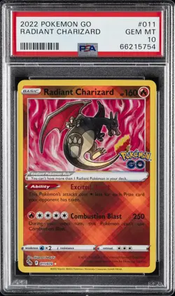 2022 POKEMON GO #011 RADIANT CHARIZARD PSA 10 - Image 1
