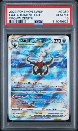 2023 POKEMON SWORD & SHIELD CROWN ZENITH #GG50 FULL ART/DARKRAI VSTAR PSA 10 - Image 1