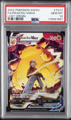2022 POKEMON SWORD & SHIELD LOST ORIGIN #TG17 FULL ART/PIKACHU VMAX PSA 10 - Image 1