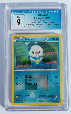 Oshawott Pokemon (2011) Black & White Cross Holo Poke League 27/114 CGC 9 - Image 1