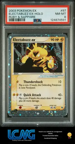 2003 Pokemon Ex Ruby & Sapphire #97 Electabuzz Ex Holo PSA 8 B2R - Image 1