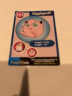 Jigglypuff 1999 Original 151 Pokemon Burger King PokeTrivia Trading Card #39 - Image 1