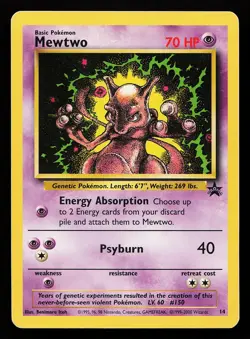 Mewtwo 14 WOTC Black Star Promo Pokemon Card - Image 1