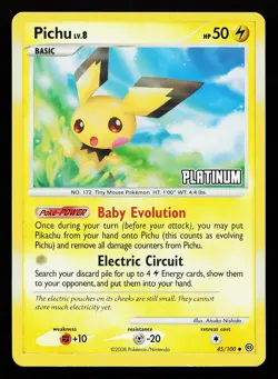 Pichu 45/100 Reverse Holo Burger King Promo Pokemon Card - Image 1