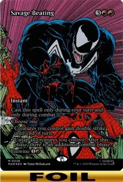 1x - Savage Beating - FOIL BORDERLESS #26 - Marvel Eternal-Legal - NM MTG - Image 1