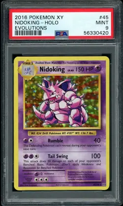 2016 Pokemon Evolutions Nidoking Holo #45 PSA 9 MINT - Image 1