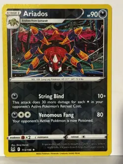 Ariados Reverse Holo 113/196 SWSH11: Lost Origin NM Pokemon Fast Ship - Image 1