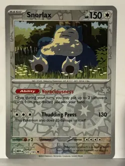 Snorlax Reverse Holo 143/165 SV: Scarlet & Violet 151 NM Pokemon Fast Ship - Image 1