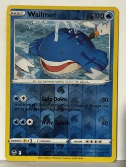 Wailmer Reverse Holo 037/195 SWSH12: Silver Tempest NM Pokemon Fast Ship - Image 1