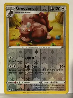 Greedent Reverse Holo 151/196 SWSH11: Lost Origin NM Pokemon Fast Ship - Image 1