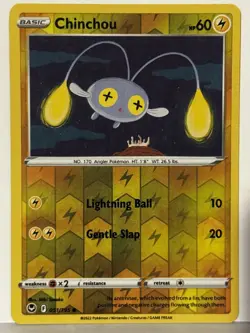 Chinchou Reverse Holo 051/195 SWSH12: Silver Tempest NM Pokemon Fast Ship - Image 1