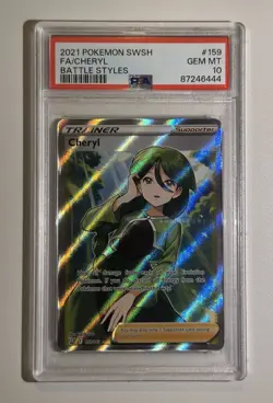 PSA 10 Gem Mint Cheryl 159/163 Battle Styles Trainer Holo Full Art Pokemon Card - Image 1