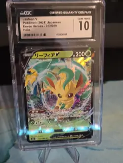 🔥 CGC 10 Gem Mint Japanese Leafeon V s6a Eevee Heroes 002/069 Pokemon Card 🔥 - Image 1