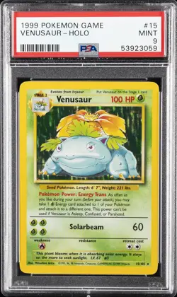 1999 POKEMON BASE SET UNLIMITED #15 VENUSAUR-HOLO PSA 9 - Image 1