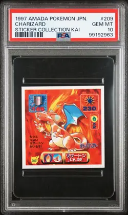 1997 AMADA POKEMON JPN STICKER COLLECTION KAI #209 CHARIZARD PSA 10 - Image 1