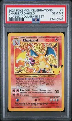 2021 POKEMON CELEBRATIONS CLASSIC COLL #4 CHARIZARD-HOLO PSA 10 - Image 1