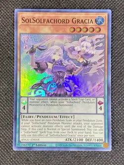 YuGiOh! - SolSolfachord Gracia ANGU-EN018 Super Rare 1st Edition Lightly Played - Image 1