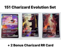 151 Charmander, Charmeleon, Charizard Set 168 169 201 Korean Pokemon Card SET NM - Image 1