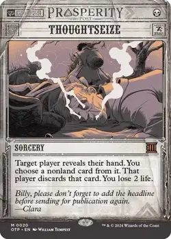 Thoughtseize MTG • M • 20 Outlaws of Thunder Junction: Breaking News - Image 1