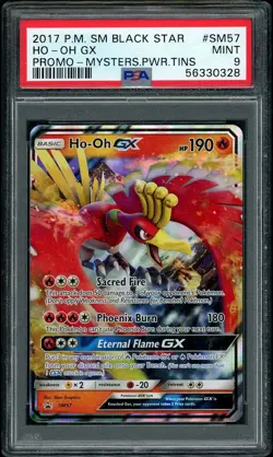 2017 Pokemon SM Black Star Promo Mysterious Powers Ho-Oh GX #SM57 PSA 9 MINT - Image 1