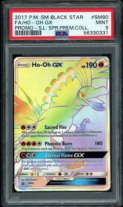 2017 Pokemon Ho-Oh GX #SM80 Black Star Promo Shining Legends Hyper Rare PSA 9 - Image 1