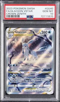 2023 POKEMON SWORD & SHIELD CROWN ZENITH #GG40 FULL ART/GLACEON VSTAR PSA 10 - Image 1