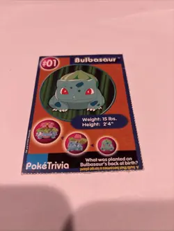 1999 Burger King Pokemon Master Trainer Collection Bulbasaur #01 - Image 1