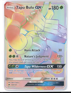 Pokemon Card - Tapu Bulu GX Burning Shadows 149/147 Secret Rare NM 0321#152 - Image 1