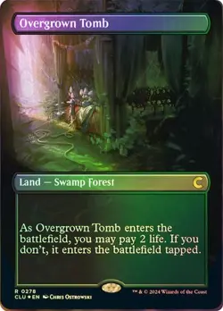 Foil Borderless OVERGROWN TOMB Rare R 0278 CLU EN MTG Magic RAVNICA CLUE EDITION - Image 1
