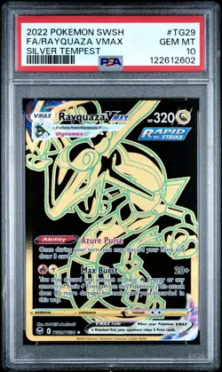 2022 POKEMON SWORD & SHIELD SILVER TEMPEST #TG29 FULL ART/RAYQUAZA VMAX PSA 10 - Image 1