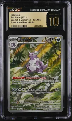 NIDOKING 2023 POKEMON S&V 151 ILLUSTRATION RARE HOLO 174/165 CGC Pristine 10 - Image 1